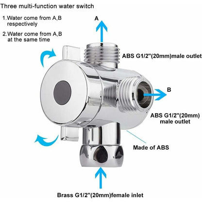 3 Way Multi-Function Shower Faucet Diverter Shower Head Adapter For Shower Arm Kitchen Sink G1/2" T-Bar Faucet - Image 4