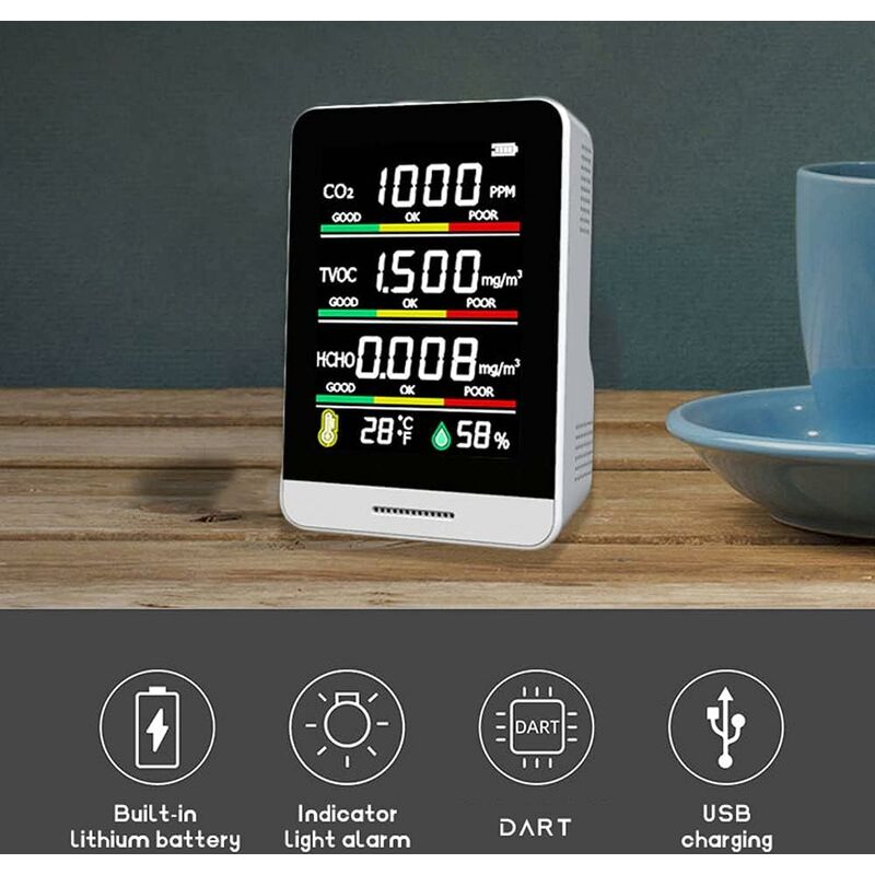 Co2 Detector Temperature Humidity Detection Tool Smart Office Indoor Outdoor High Precision Fast Detection - Image 2