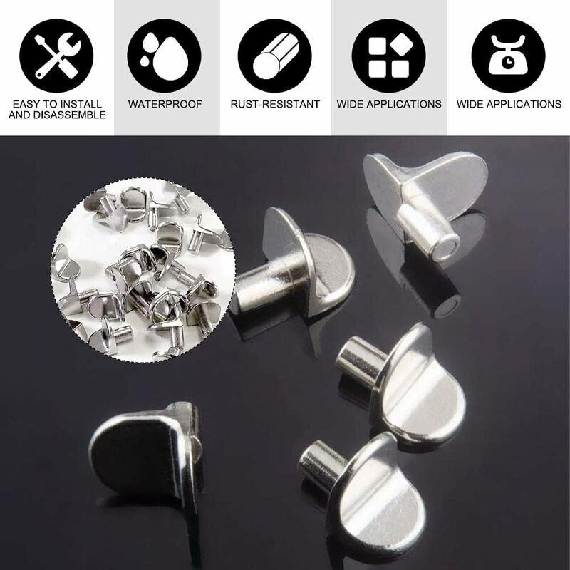 30 Pieces Shelf Support Pegs, 5Mm Shelf Pegs L-Shaped Bracket For Wood And Glass Cabinet Storage Furniture Cupboard - Image 3