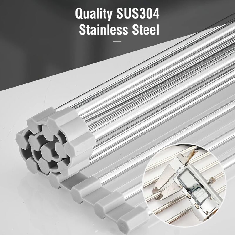 2 Pack Stainless Steel Foldable Triangular Drainer Rack For Kitchen Sink Non-Slip Grey - Image 4