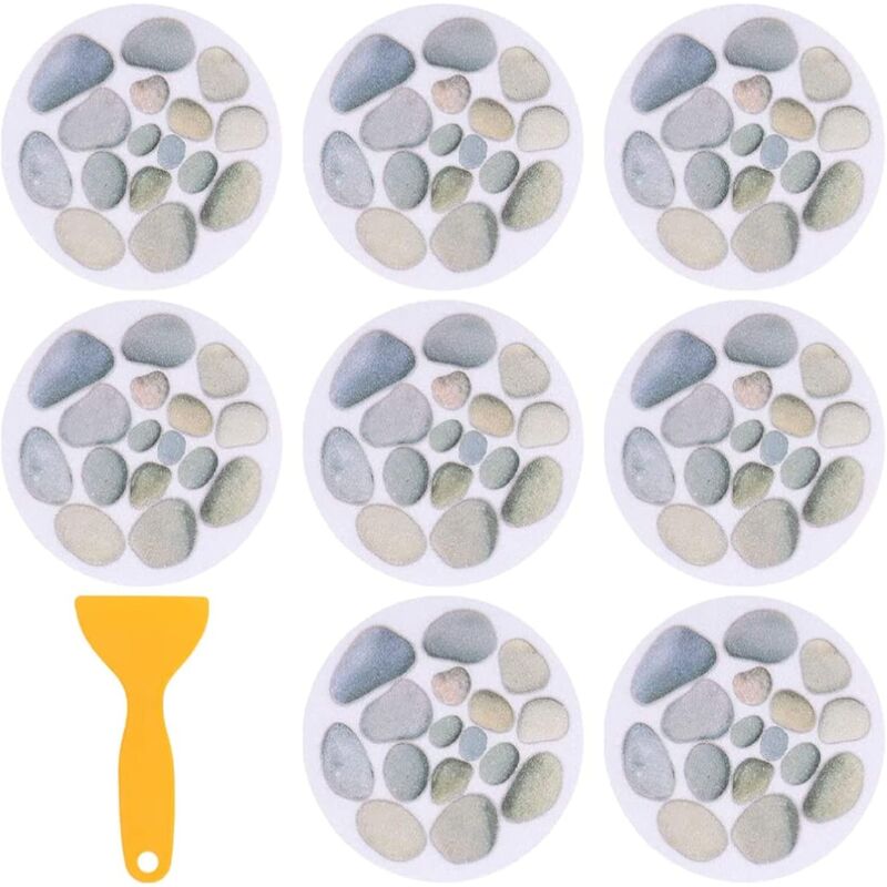 8 pcs ROund Bathtub Stickers, Diameter 15Cm, Bath Stone Pattern, Bathroom Background, Sticker With Scraper, For - Image 2