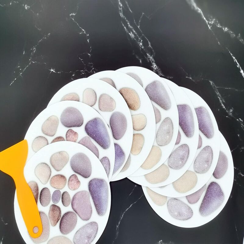 8 pcs ROund Bathtub Stickers, Diameter 15Cm, Bath Stone Pattern, Bathroom Background, Sticker With Scraper, For - Image 3