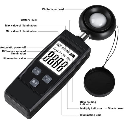 Digital Lux Meter, Practical Plant Exposure, Full With Waves Up To 200,000 Lux, Lux Meter With Maximum/Minimum Values, - Image 3