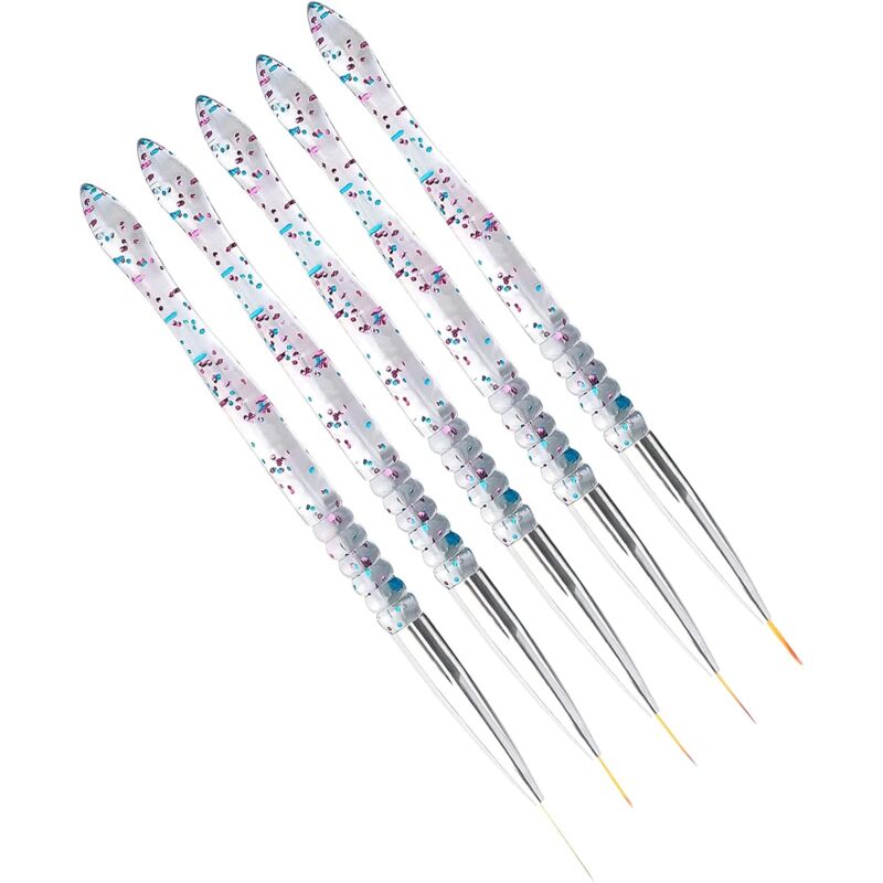 5 pcs 7/9/11/15/20Mm Nail Art Brush Set, Acrylic Crystal Liner Brush Nail Art Nylon Brush Head Nail Tools For Diy Design - Image 2