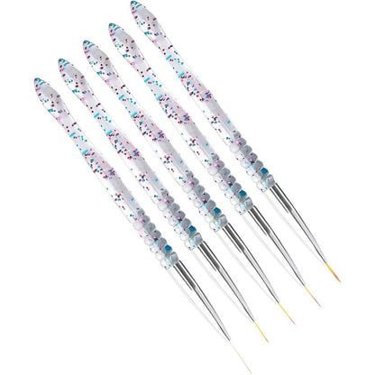 5 pcs 7/9/11/15/20Mm Nail Art Brush Set, Acrylic Crystal Liner Brush Nail Art Nylon Brush Head Nail Tools For Diy Design - Image 2