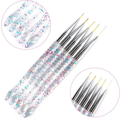 5 pcs 7/9/11/15/20Mm Nail Art Brush Set, Acrylic Crystal Liner Brush Nail Art Nylon Brush Head Nail Tools For Diy Design - Image 3