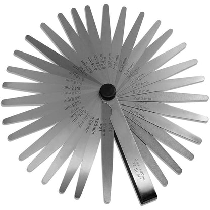 32 Blades Steel Feeler Gauge - Dual Marked Metric And Imperial Measuring Tool For Measuring Gap Width Or Thickness