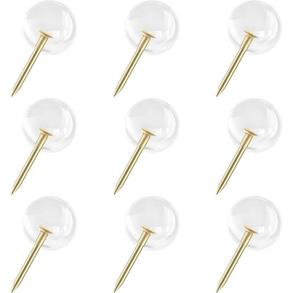 150 pcs Large Size 9.5Mm Gold Push Pins ROund Head Gold Steel Thumb Tacks With Clear Plastic ROund Head Thumb Tacks For