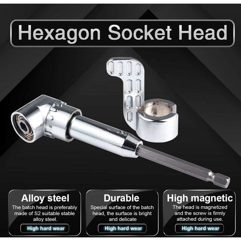 105 Degree Right Angle Drill Bit Extension Socket For Narrow Corner With Strong Magnet, Hex Head Screwdriver - Image 2