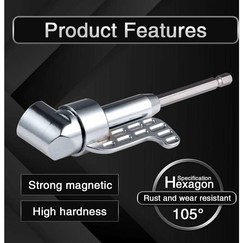 105 Degree Right Angle Drill Bit Extension Socket For Narrow Corner With Strong Magnet, Hex Head Screwdriver - Image 3