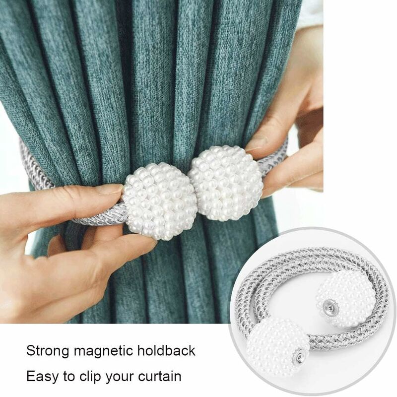 2 Pack Magnetic Curtain Tiebacks For Small, Thin, Or Sheer Curtains Grey Curtain Tieback - Image 4
