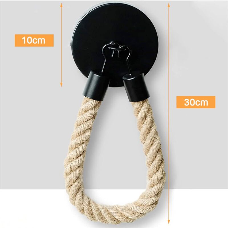 Toilet Paper Holder, Hemp ROpe Towel Holder For Bathroom And Kitchen Bathroom Paper Holder Toilet ROll Holder (Black) - Image 2