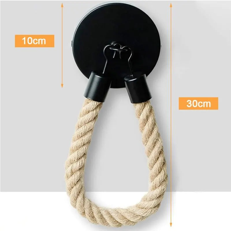 Toilet Paper Holder, Hemp ROpe Towel Holder For Bathroom And Kitchen Bathroom Paper Holder Toilet ROll Holder (Black) - Image 2