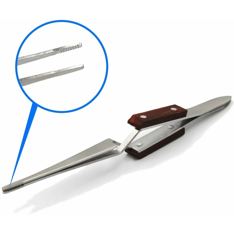 Industrial Precision Welding Tweezers With Fiber Handle Cross Tweezer Fine Tip Straight Stainless Steel For Electronic - Image 3