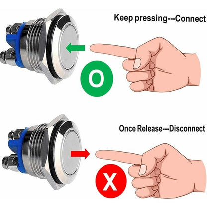 Momentary Metal Push Button Switch 12V 8 pcs 16Mm For Marine Waterproof Car Rv Truck Boat - Image 2