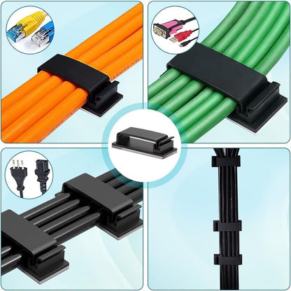 10 pcs Self-Adhesive Cable Management Holder Durable Clips For Tv Pc Laptop Ethernet Cable Home Office (Black) - Image 2
