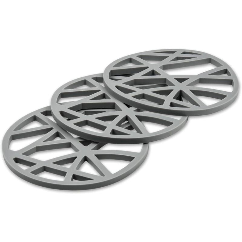 3 pcs Set ROund Silicone Trivets - Flexible And Non-Slip - 15.8 X 15.8 X 0.7Cm - Grey - Image 3