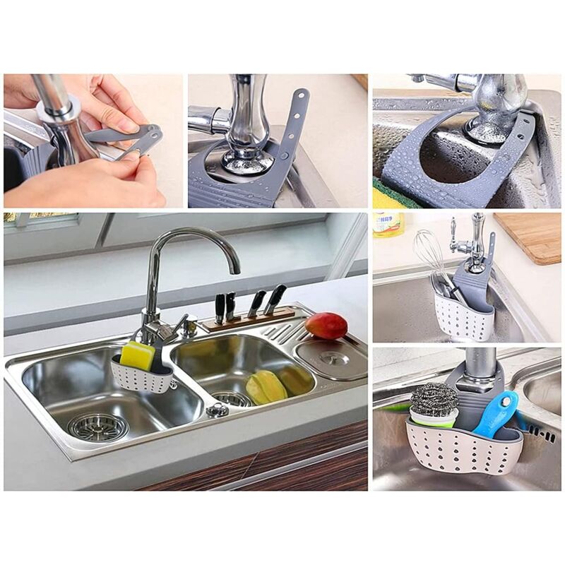 Kitchen Sink Sponge Holder, Hanging Drainer Basket, Hanging Drainer Basket, Sink Storage Shelf, Storage Sponge Holder, - Image 3