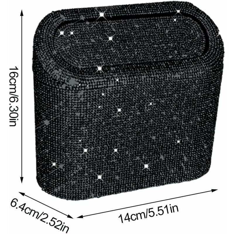 Car-Mounted Diamond-Encrusted Trash Can, Car Storage Bucket, Hanging Car Storage Bag, Creative Diamond-Encrusted Mini - Image 2