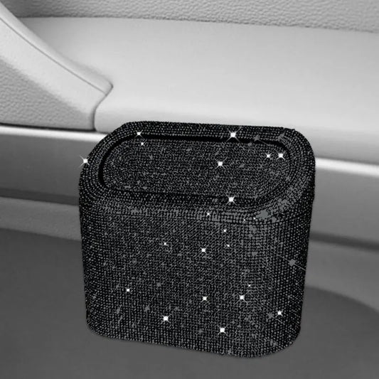 Car-Mounted Diamond-Encrusted Trash Can, Car Storage Bucket, Hanging Car Storage Bag, Creative Diamond-Encrusted Mini - Image 3