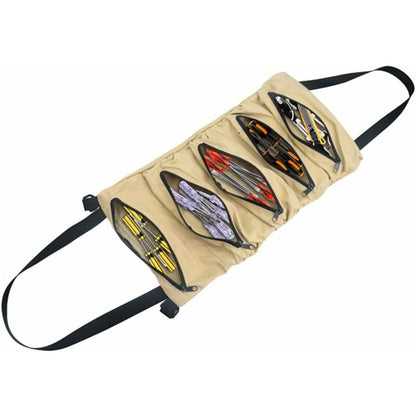 ROll-Up Tool Bag, Canvas Tool Bag, Multi-Purpose Tool Bag With 5 Zipper Pockets, For Electrician, Mechanic, Khaki - Image 2