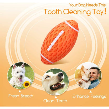 Dog Toy Ball, Squeaky Dog Ball, Indestructible Natural Rubber Rugby Dog Ball, Dog Chew Ball, Dog Toy With Dental - Image 4