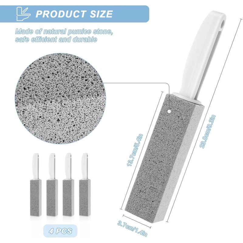 4 Pieces Cleaning Stone With Handle Cleaner, Pumice Stone Cleaning Brush, For Toilet, Kitchen, Bathroom, Pool And Home - Image 2