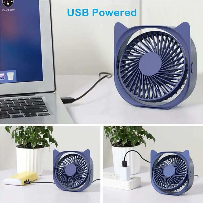 Personal Desk Fans Small Quiet, 3 Wind Speeds, Small Portable Table Fans Fast Cooling For Office, Dorm ROom (Blue) - Image 3