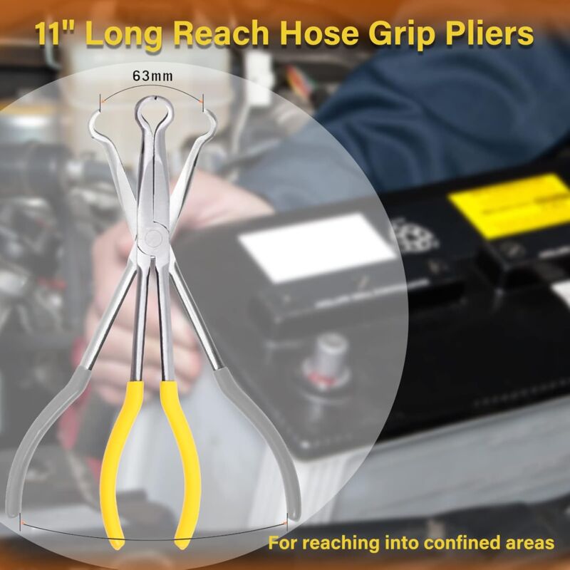 Long Reach Pipe Grip Pliers 11 Inch Ring Nose Pliers 3/5 Inch Diameter Pipe Pliers Offset Spark Plug Boot Removal - Image 3