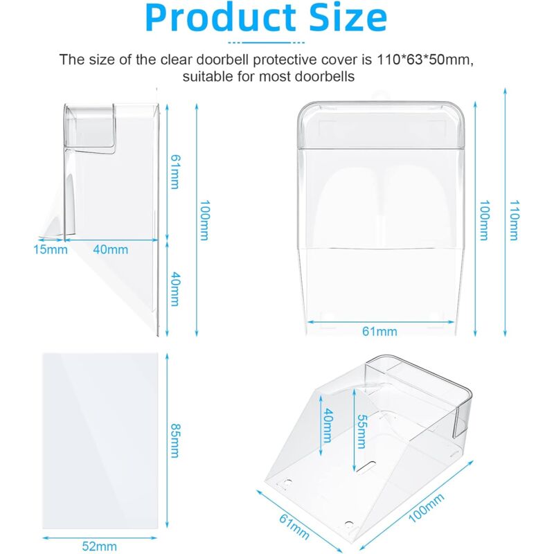 Transparent Protective Cover For Outdoor Doorbell, Waterproof, Wireless, Wall Mount - 11 X 6 X 5 Cm - Image 4