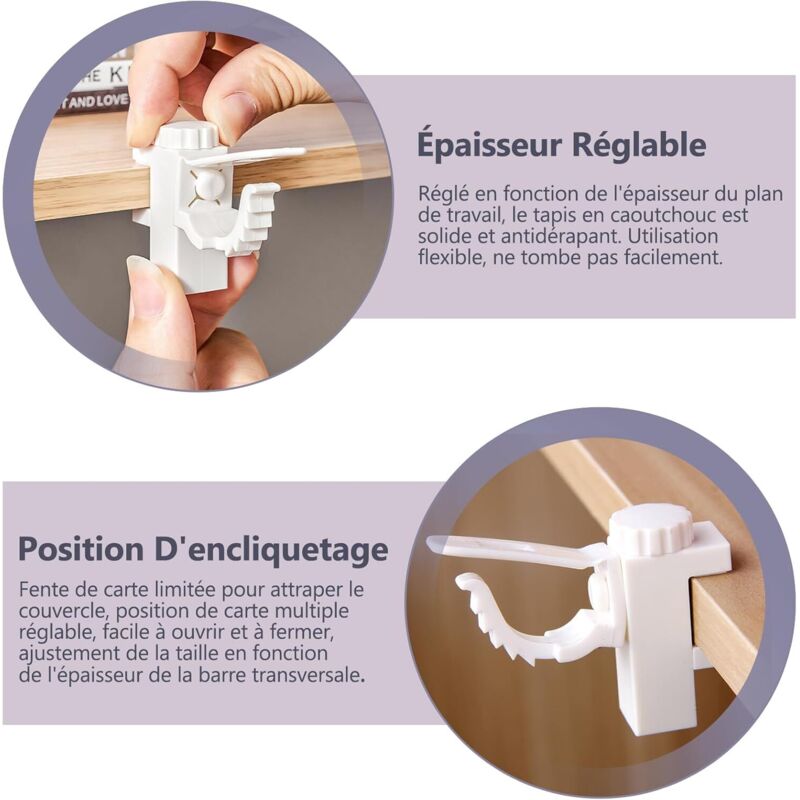 4 pcs Curtain Holder Clip Bracket, Adjustable Crossbar Curtain ROd Towel Storage Hook - Image 3