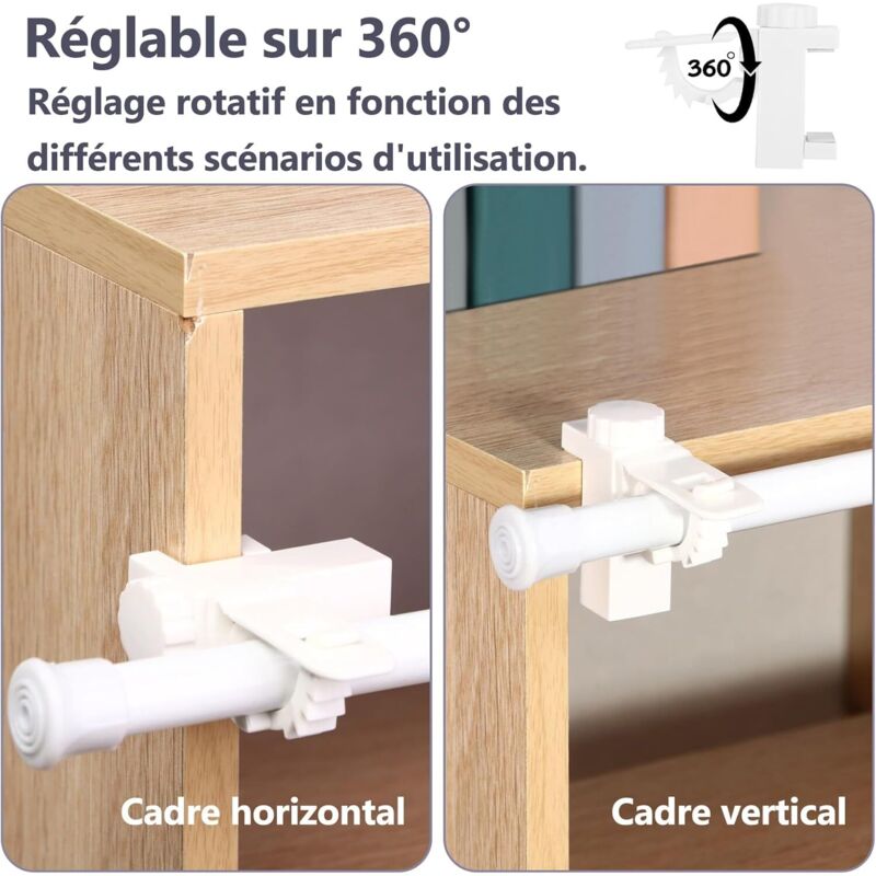4 pcs Curtain Holder Clip Bracket, Adjustable Crossbar Curtain ROd Towel Storage Hook - Image 4