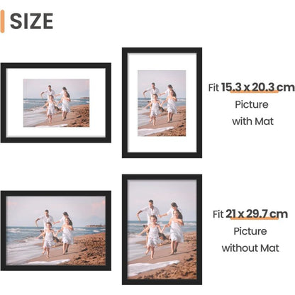 3 pcs Set Photo Frames 21X29.7Cm, A4 Black Frame, Can Be Placed Or Hung On The Wall High Quality Wooden Photo Frame - Image 2