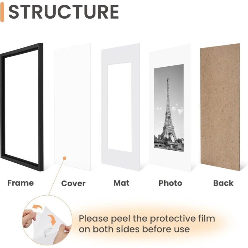 3 pcs Set Photo Frames 21X29.7Cm, A4 Black Frame, Can Be Placed Or Hung On The Wall High Quality Wooden Photo Frame - Image 3