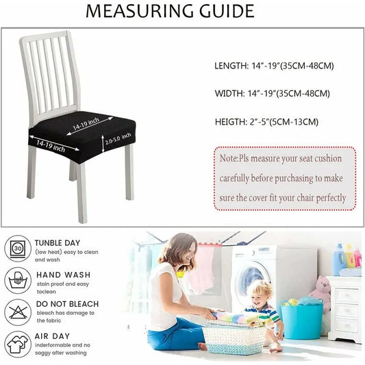 Diamond Lattice Waterproof Seat Covers For Dining ROom Chairs, Stretch Kitchen Chair Covers For Dining ROom, Seat - Image 3