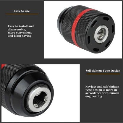 Keyless Drill Chuck, Drill Chuck, Cordless Drill Chuck, 1/2-20Unf 2-13Mm Mount Keyless Hand Drill Chuck Self-Tightening - Image 3