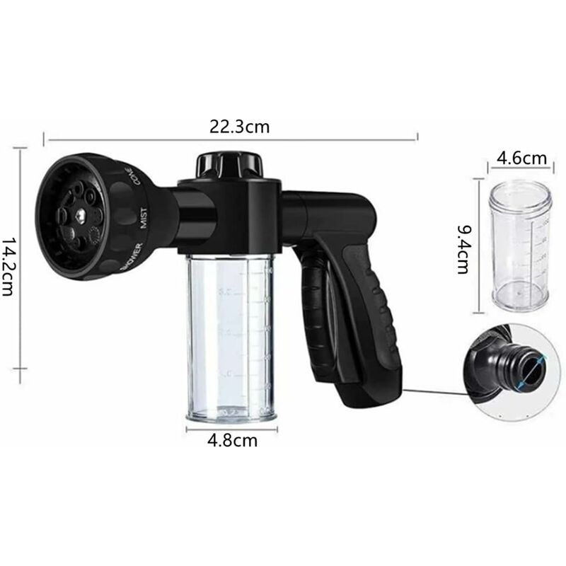 With 8 Watering Modes Garden Foam Sprayer Garden Hose Nozzle Soap Dispenser Gun For Car Washing, Plant Watering And Pet - Image 2