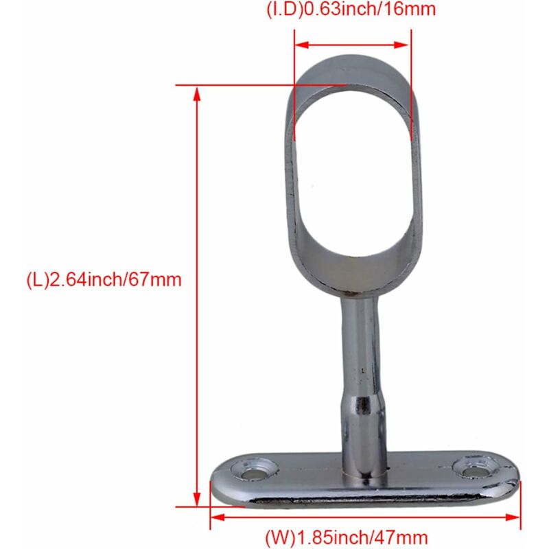 2 pcs 16Mm Silver Plated Zinc Alloy Oval Wardrobe Brackets - Image 3