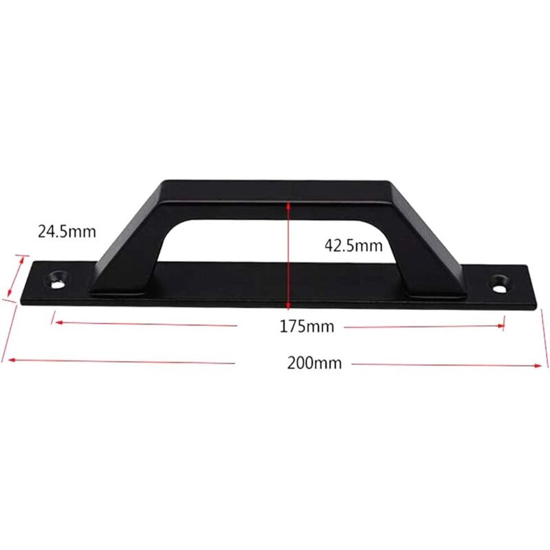 19.6Cm Wooden Handle Barn Door Pull Sliding Door Handle Carbon Steel (D Black) - Image 2