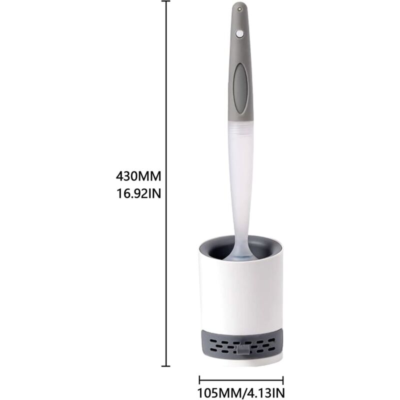 Silicone Toilet Brush With Soap Dispenser, Wall Mounted/Standing No Drilling Cleaning Brush With Holder For Bathroom - Image 2