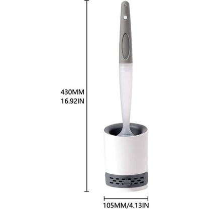 Silicone Toilet Brush With Soap Dispenser, Wall Mounted/Standing No Drilling Cleaning Brush With Holder For Bathroom - Image 2