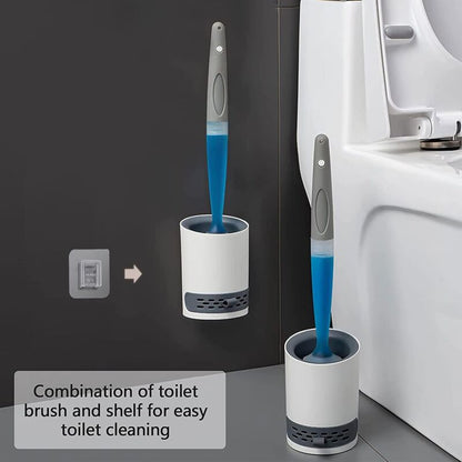 Silicone Toilet Brush With Soap Dispenser, Wall Mounted/Standing No Drilling Cleaning Brush With Holder For Bathroom - Image 4