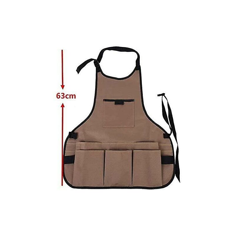 Women'S Gardening Apron With 14 Pockets 600D Oxford Work Apron Adjustable Protective Apron For Gardening Tools (Brown) - Image 2