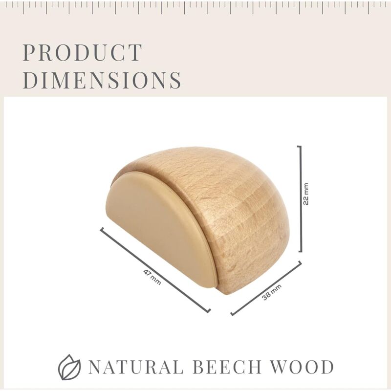 6 pcs Set Door Stops - Adhesive Wooden Door Stop For Floors And Parquet - Adhesive Door Stop - Door Stop (Natural Beech) - Image 3