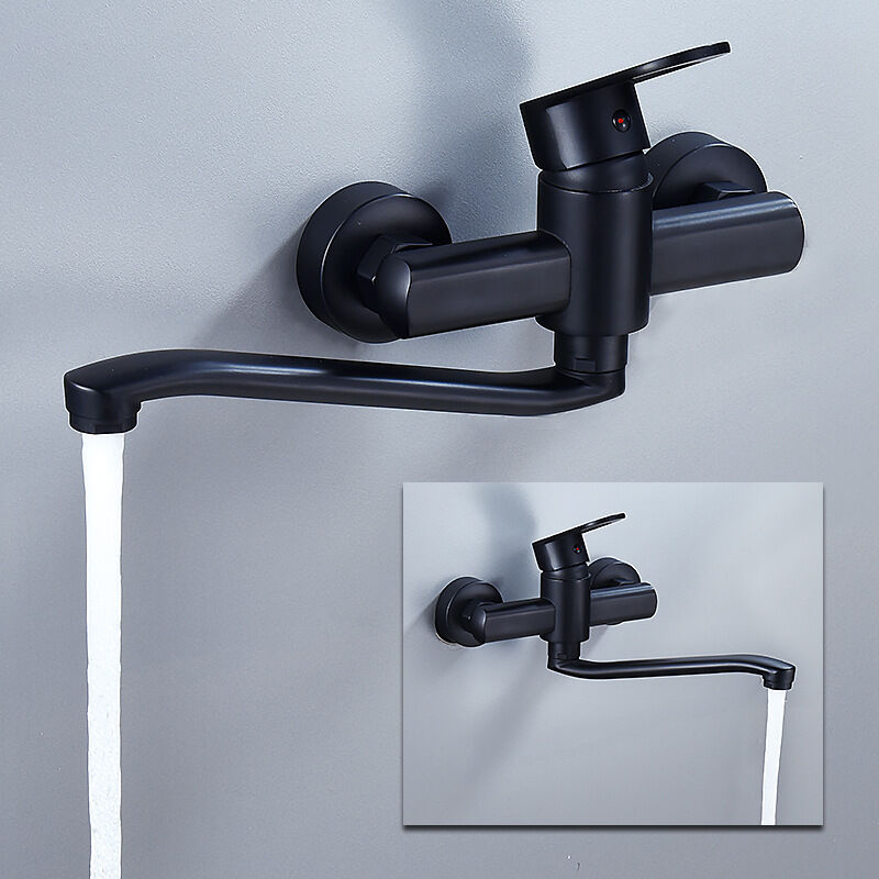 Single Handle Kitchen Faucet Wall Mounted High Quality Brass Body Black Projection 200Mm（G1/2） - Image 2