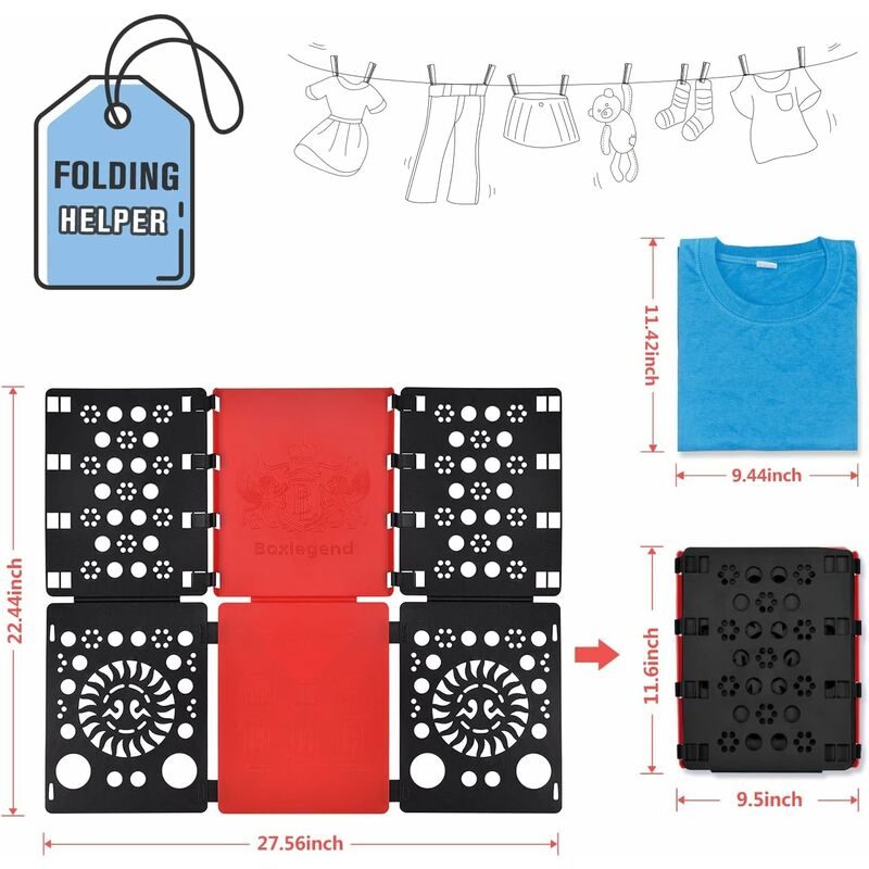 Shirt Folding Board - Clothes Folder Laundry Folder Child Adult Clothing Shirt T Shirt Tee Shirts 58 X 68 Cm (Black & - Image 2