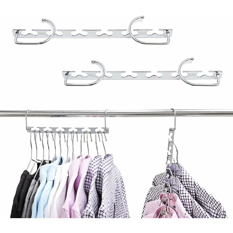 Space Saving Hangers, Magic Metal Hangers Stainless Steel Non-Slip, Multifunctional Space Saving Hanger Organizer In - Image 4
