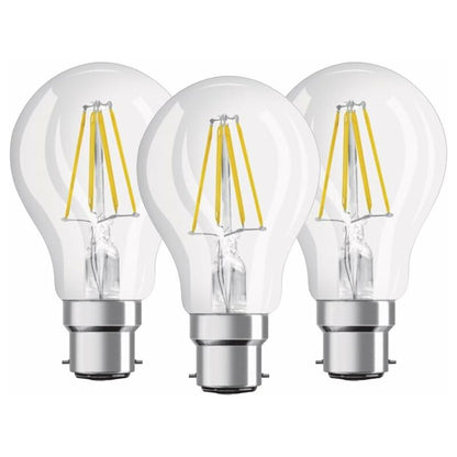 Pack Of 3 Standard LED Filament Bulbs - B22 Base - 6W Equivalent To 60W - Warm White 2700K [Energy Class E] - Image 2