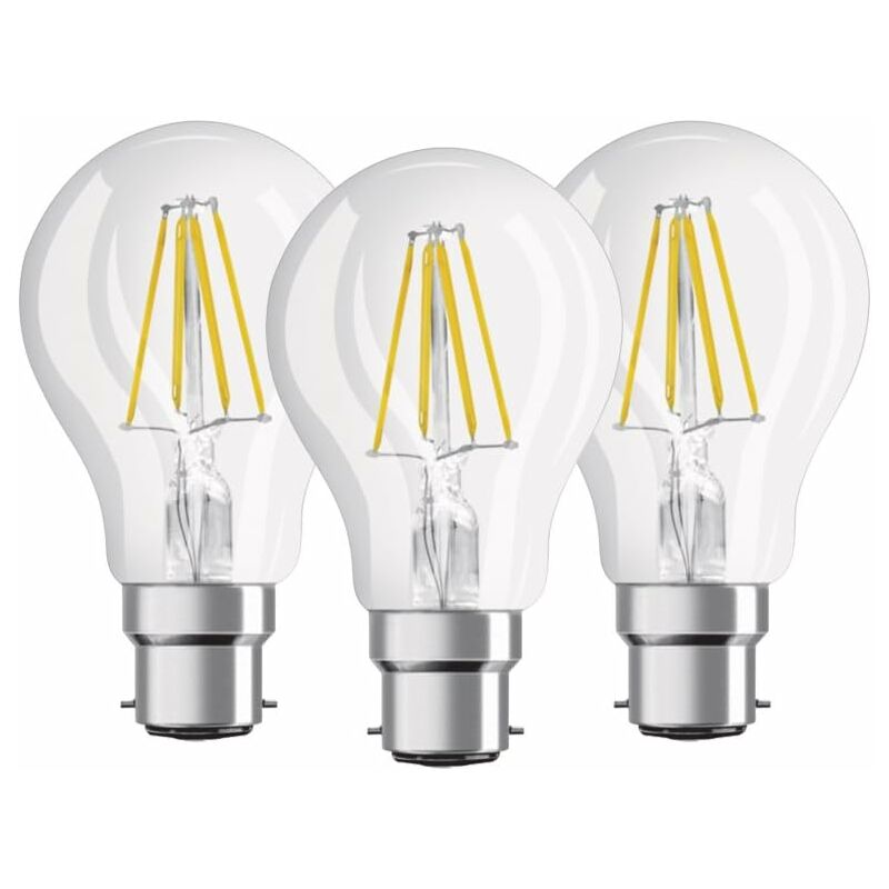 Pack Of 3 Standard LED Filament Bulbs - B22 Base - 6W Equivalent To 60W - Warm White 2700K [Energy Class E] - Image 3