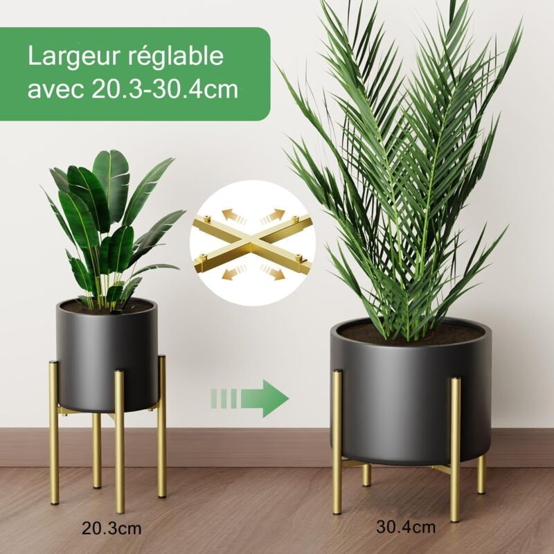 Plant Stand, Simple Style Metal Plant Shelf, Indoor And Outdoor Flower Pot Holder Adjustable Width For 20-30Cm Pots - Image 2